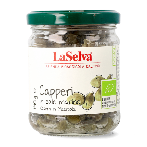 Organic capers in sea salt 140g 1 Capperi sotto sale marino bio 140g