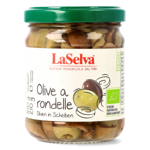 Organic sliced olives in brine 210g