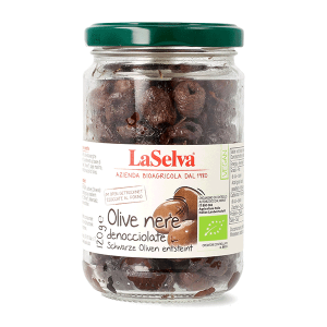 Organic pitted black dried olives 120g