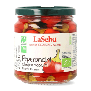 Organic pickled spicy cherry peppers 270g