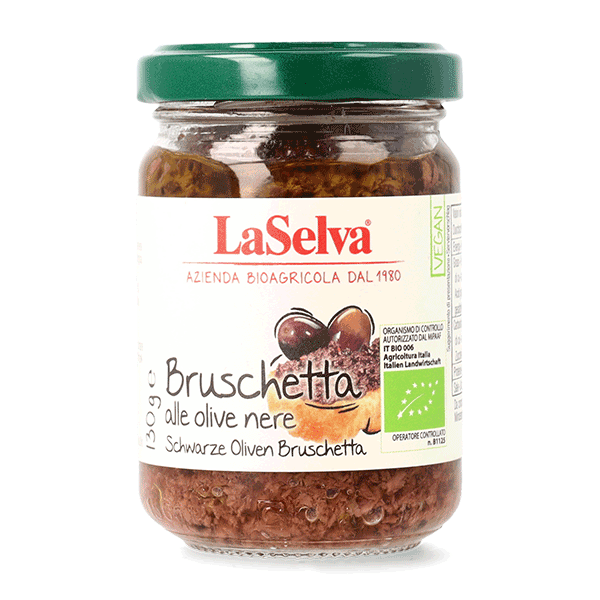 Organic black olive sauce for bruschetta 130g 1 Organic black olive sauce for bruschetta 130g