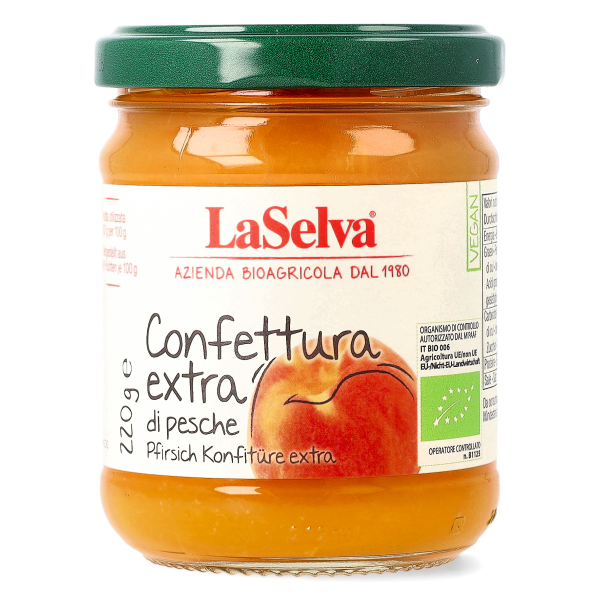 Confettura extra di pesche bio 220g 1 Confettura extra di pesche bio 220g
