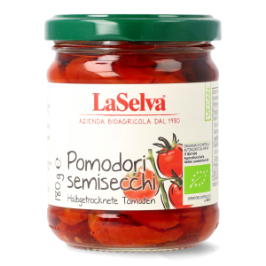 Organic semi-dried tomatoes in olive oil 180g